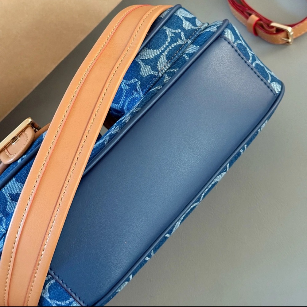 COACH Ashton Baguette Bag In Signature Canvas Denim/Brown CY700 - Picture 12 of 13